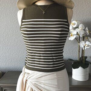 Women's Lightweight Knit Tank Striped | Olive Green